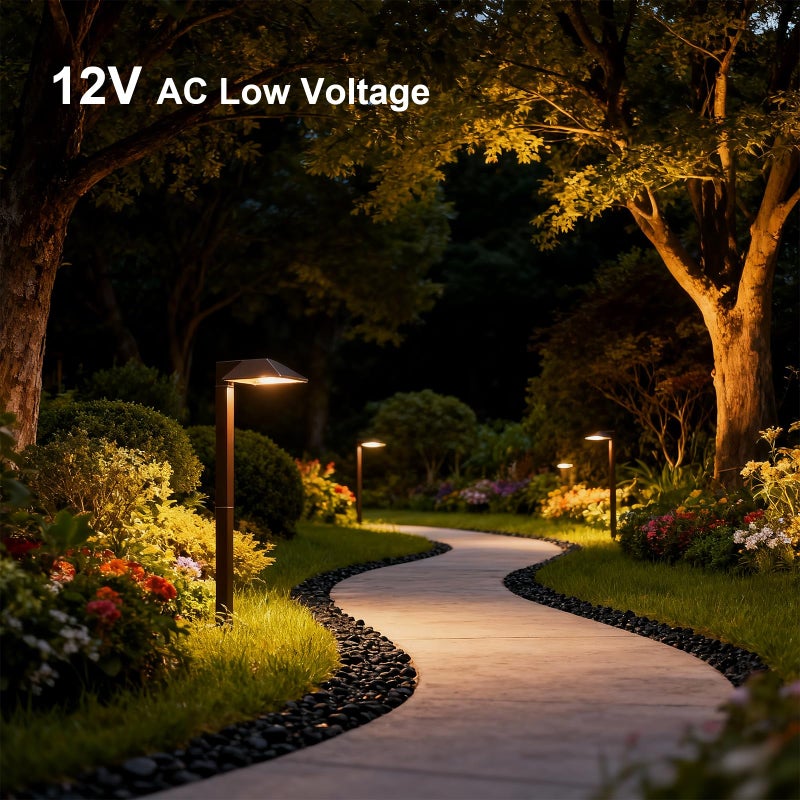 GOODSMANN Low Voltage Landscape Path Lights 8PK Kit 0.6W LED Sidewalk Landscape Lighting 22 Lumen Outdoor Electric Walkway & Pathway Lights Wired Bronze Finish 3100K Warm White with Cable Connectors - Image 3